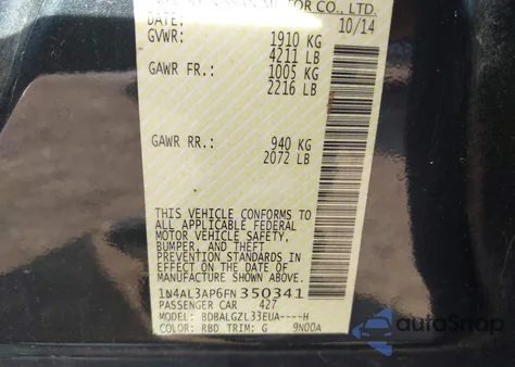 2015 Nissan Altima 2.5 S z USA, uszkodzony, nr VIN 1N4AL3AP6FN350341